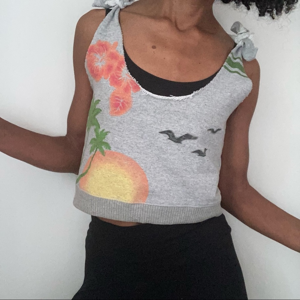 Sweatshirt Material Grey Tank Top Size Small